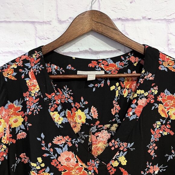Woman Within Blouse Size 18/20 Floral Print V Neck 3/4 Sleeve Tunic Top Casual - Picture 6 of 11